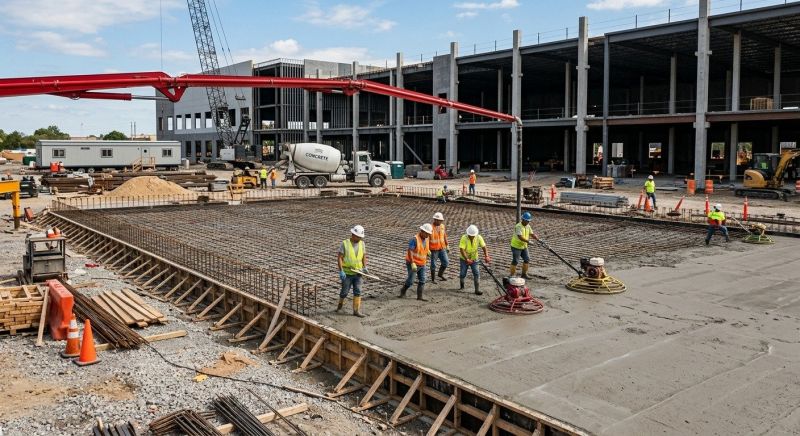 Commercial Slab Installation in Krum, TX