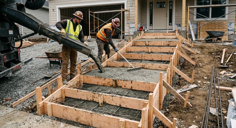 Poured Steps Installation in Aubrey, TX